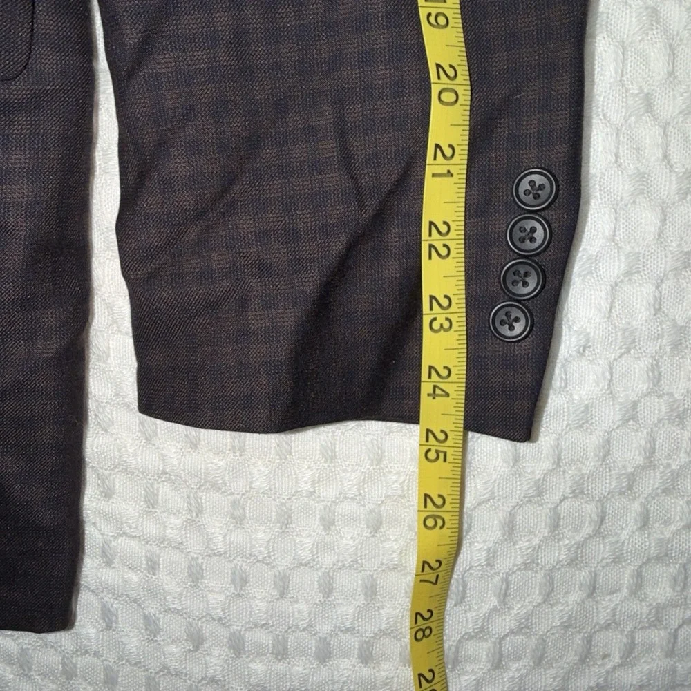 Jos A Bank Reserve Blazer Mens 42 Brown Blue Plaid Silk Wool Sport Coat‎ Jacket